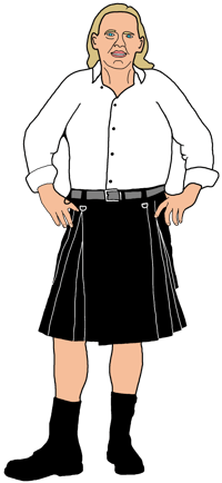 Guy kiltdessin avec plis blancs